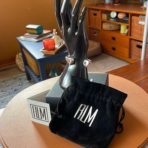 RLM White Bronze Trumpet Hinged Cuff Bracelet